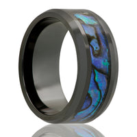 Heavy Stone® Black Ceramic Abalone Men's Band