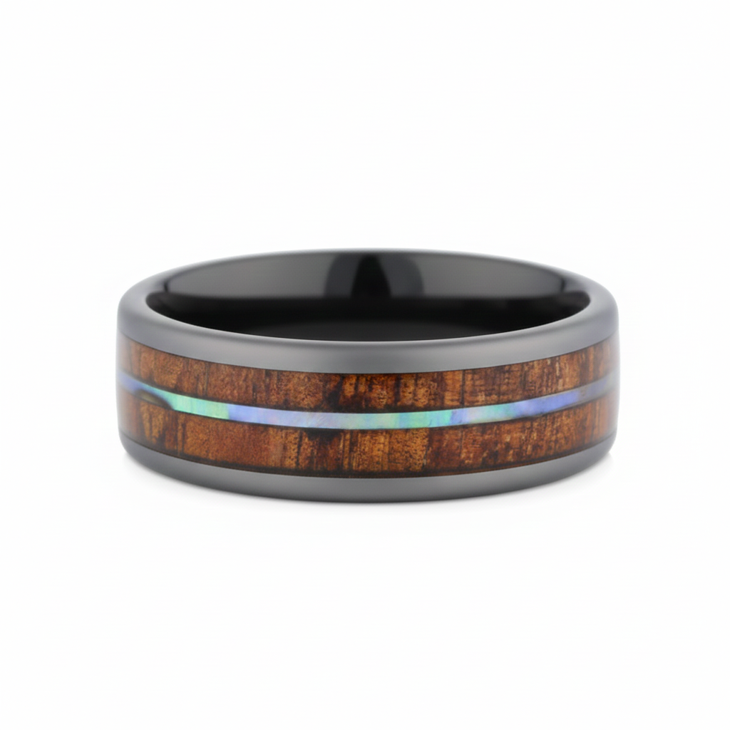 Heavy Stone® Ceramic Abalone Men's Band
