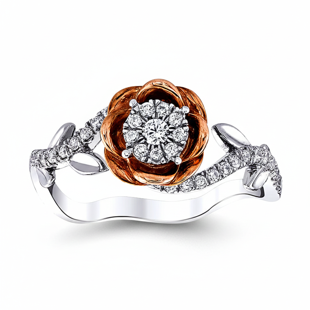 Two Hearts® Blooming Round Diamond Engagement Ring