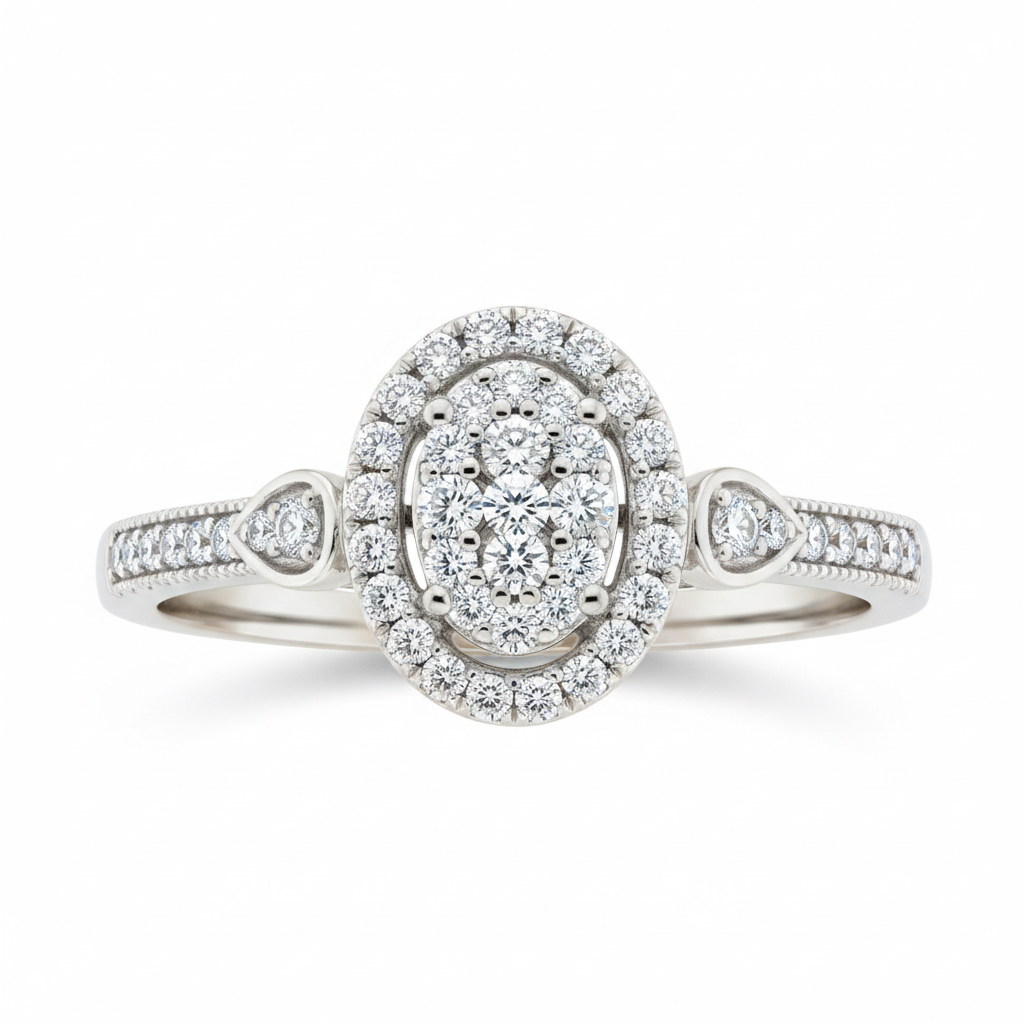Eternal Embrace Oval Cluster Round Diamond Promise Ring
