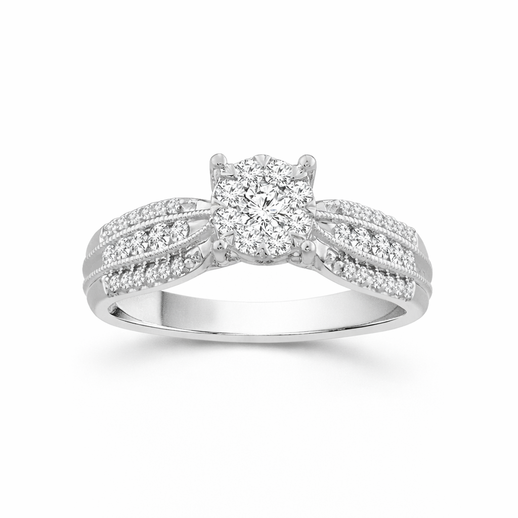 Two Hearts® Bold Promise Round Diamond Engagement Ring