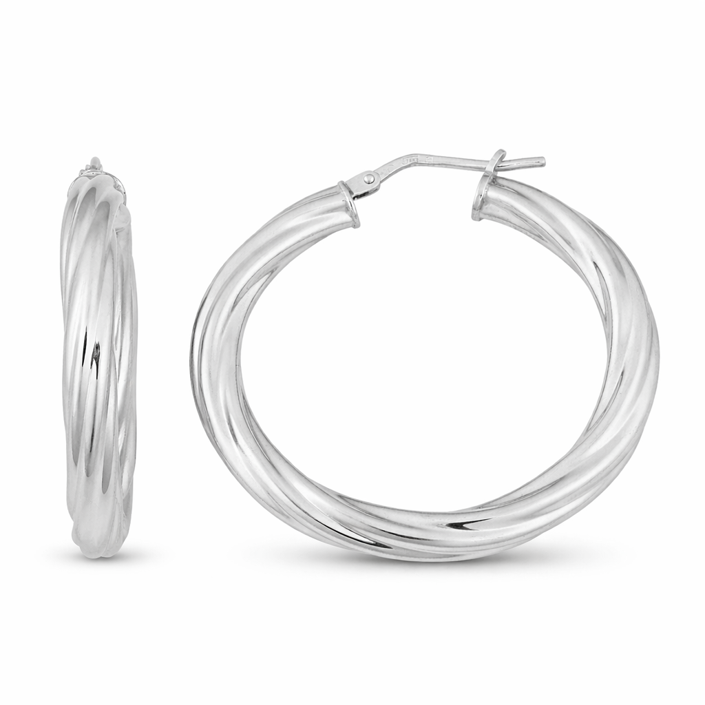 Silver Swirl Hoop Earrings