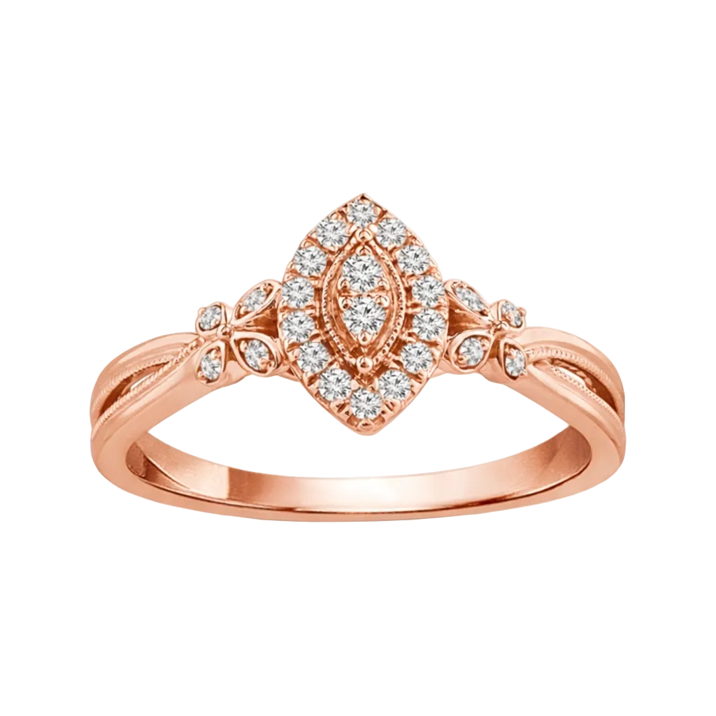 Marquise Muse Round Diamond Promise Ring