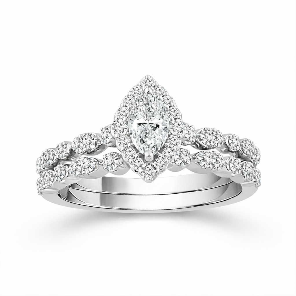 Love Story® Radiant Marquise Halo Bridal Set