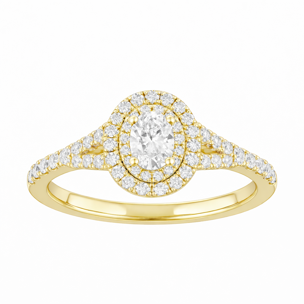 Two Hearts® Golden Embrace Oval Diamond Engagement Ring