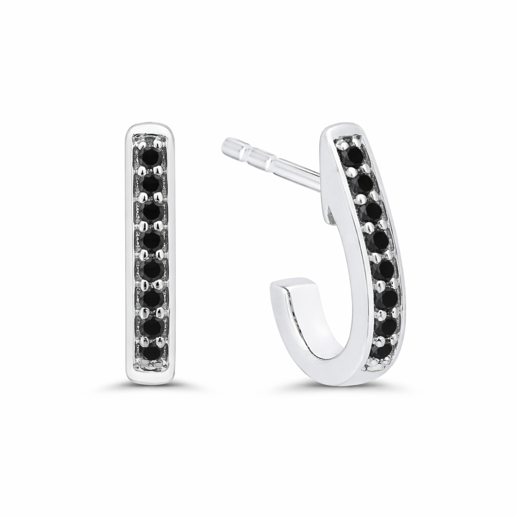 Black Ice Diamond J Drop Earrings