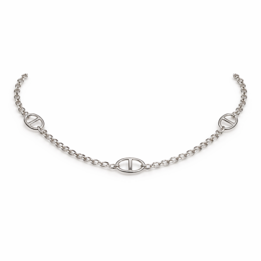 Seabound Silver Station Necklace
