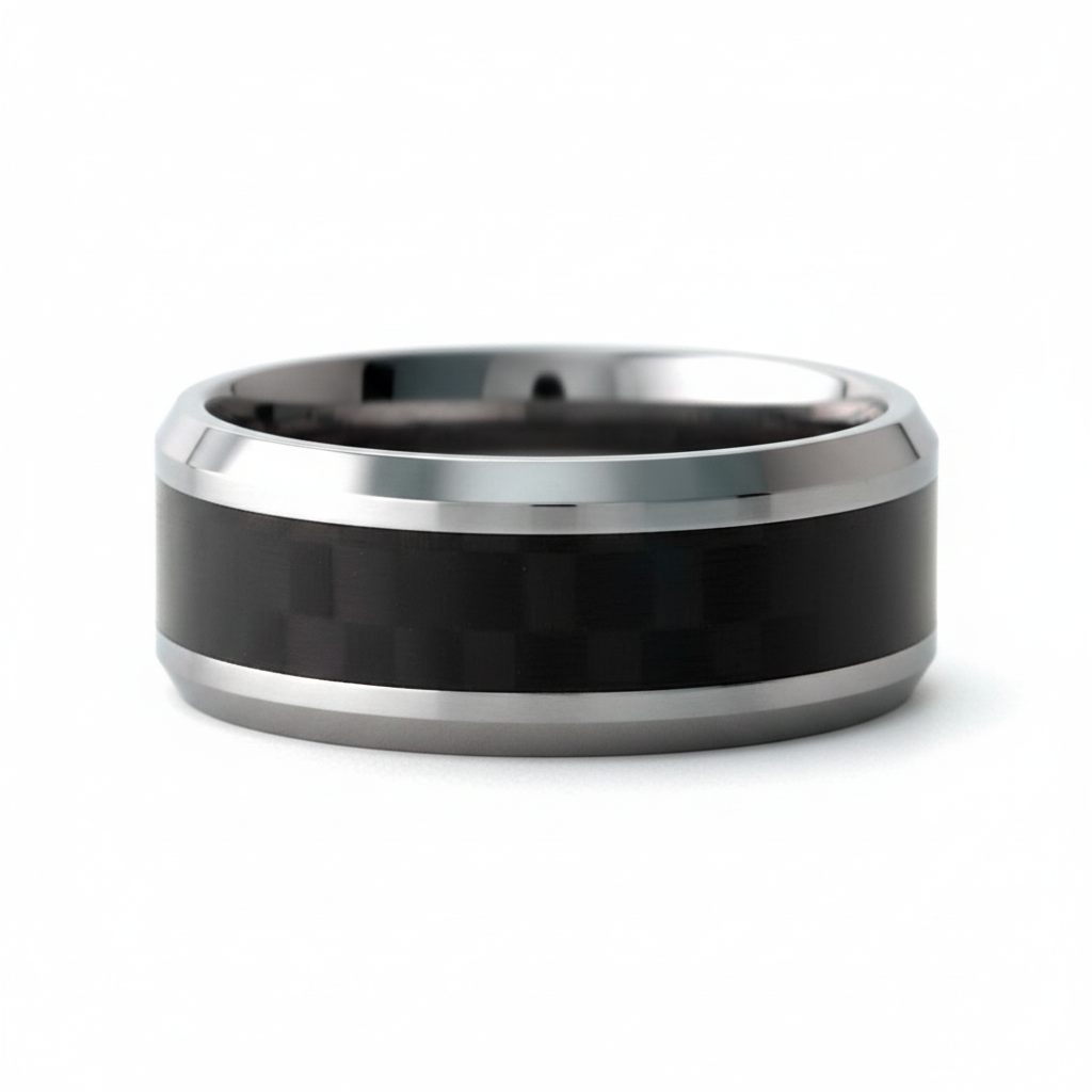 Heavy Stone® Checkered Carbon Fiber Tungsten Men's Band