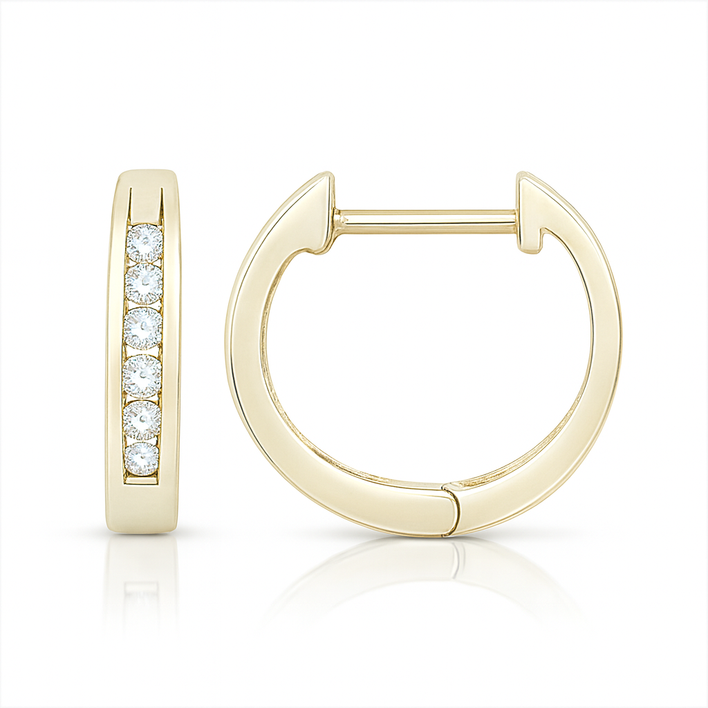 Diamond ChannelLine Huggie Hoops
