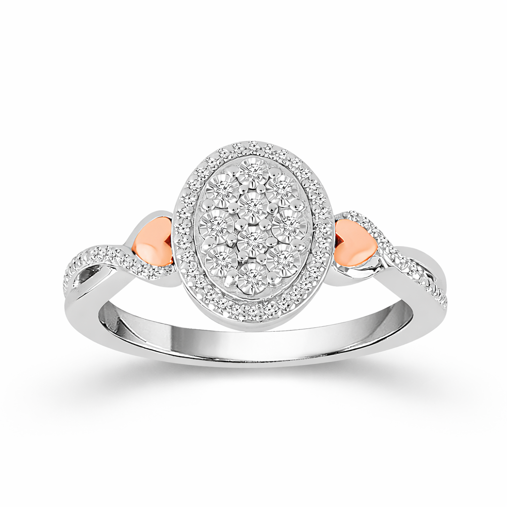 Sweetheart Oval Cluster Round Diamond Promise Ring