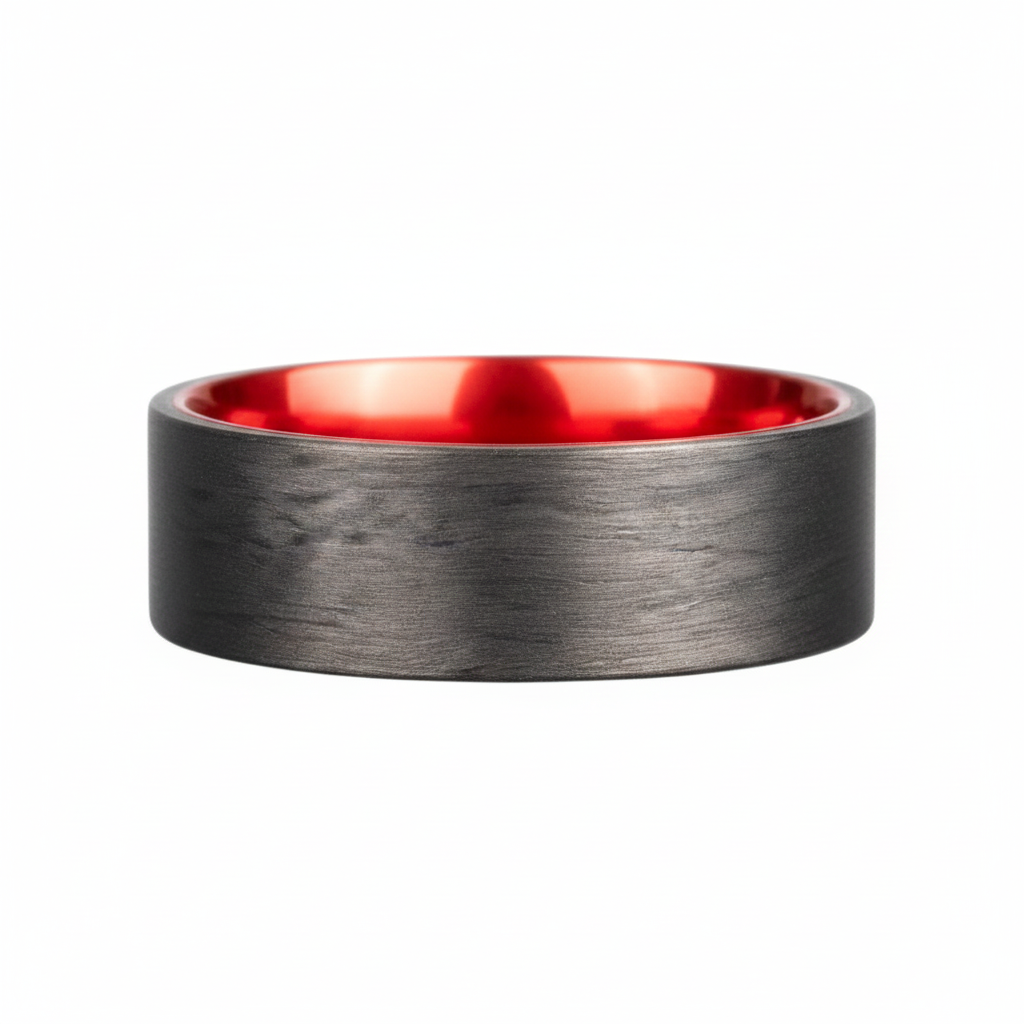 Heavy Stone® Red Anodize Carbon Fiber Men's Band