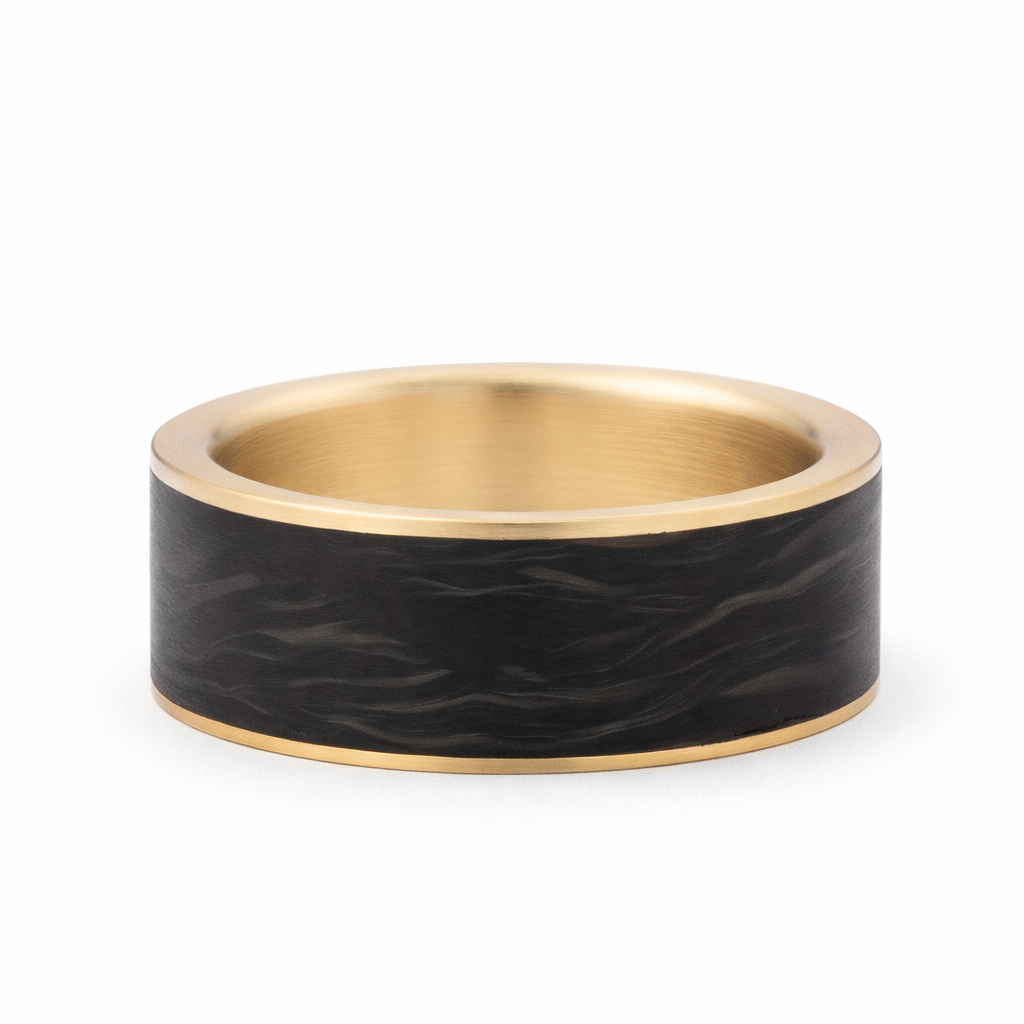 Heavy Stone® Yellow Gold Carbon Fiber Men's Band