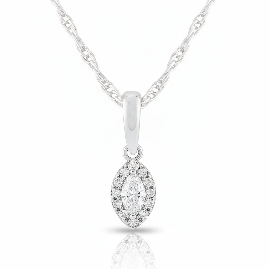 Iced Inferno Marquise Cut Halo Pendant