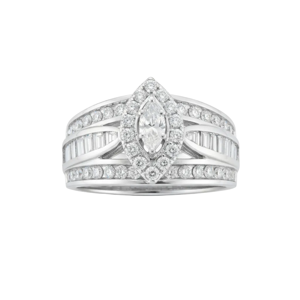 Two Hearts® Marquise Halo Diamond Engagement Ring