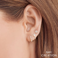 Shy Creation® Pearl Step Huggie Hoops