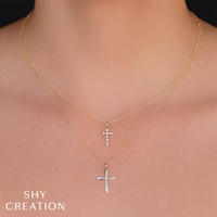 Shy Creation® Radiant Path Diamond Cross Pendant
