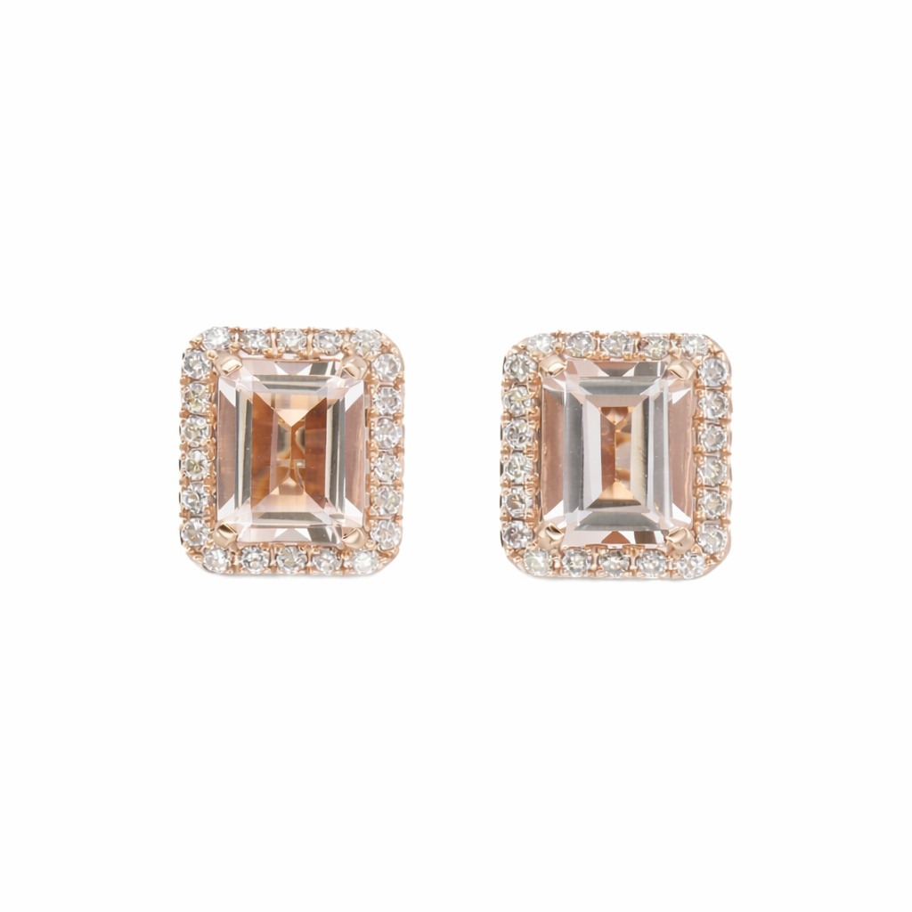 Le Vian® Peach Morganite Sunlit Halo Earrings