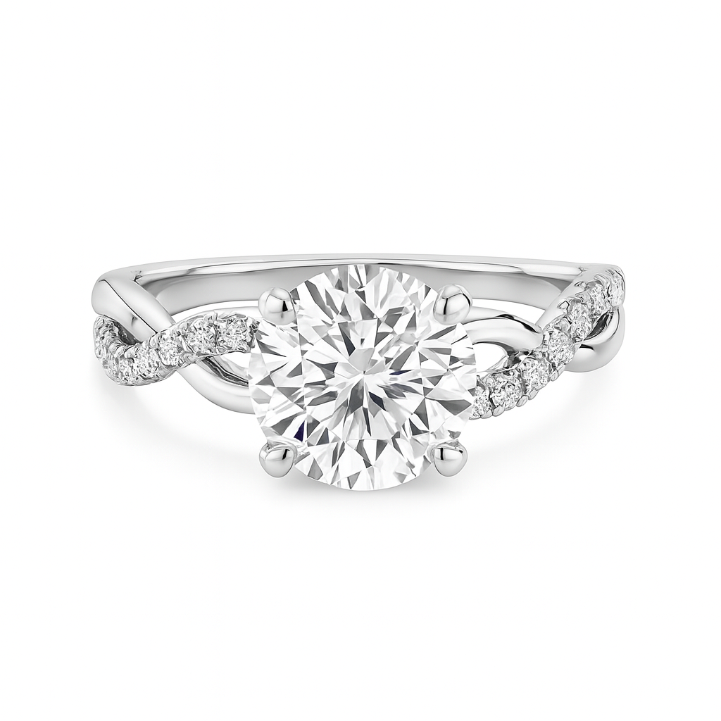 My Caroline Twisted Embrace Round Diamond Engagement Ring Mounting