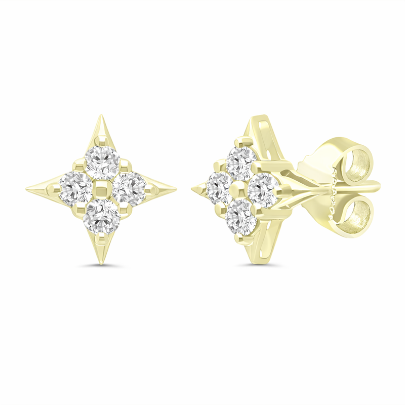 A reminder that even in our darkest moments, hope shines brightly. These 14k yellow gold stud earrings feature the Star of Hope—an emblem of love, strength, and connection—accented with a radiant cluster of diamonds. Worn close to the heart, they serve as a touchstone of light and resilience.