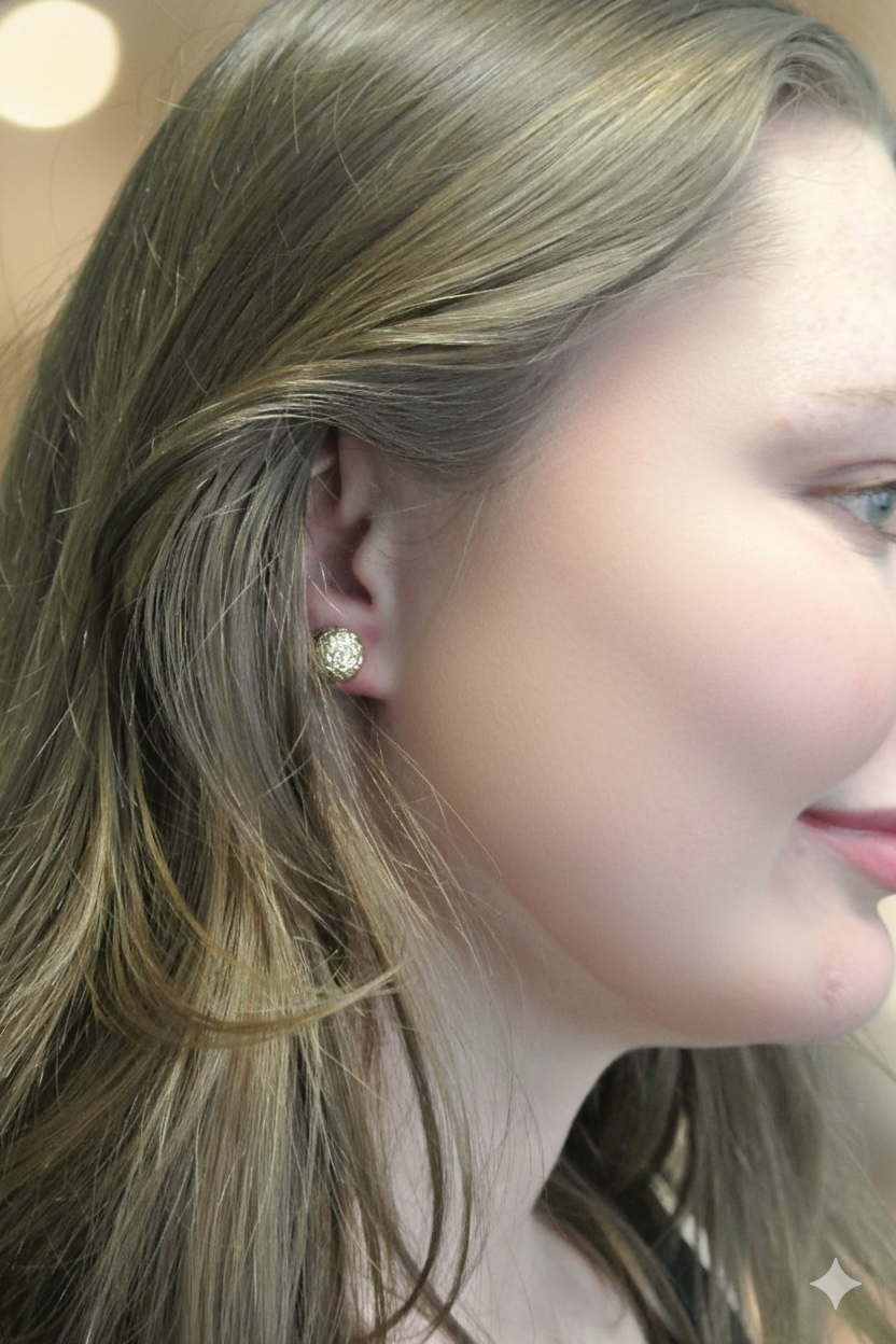 SolarPulse Diamond-Cut Button Stud Earrings