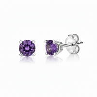 Violet Flame Amethyst 10K Stud Earrings