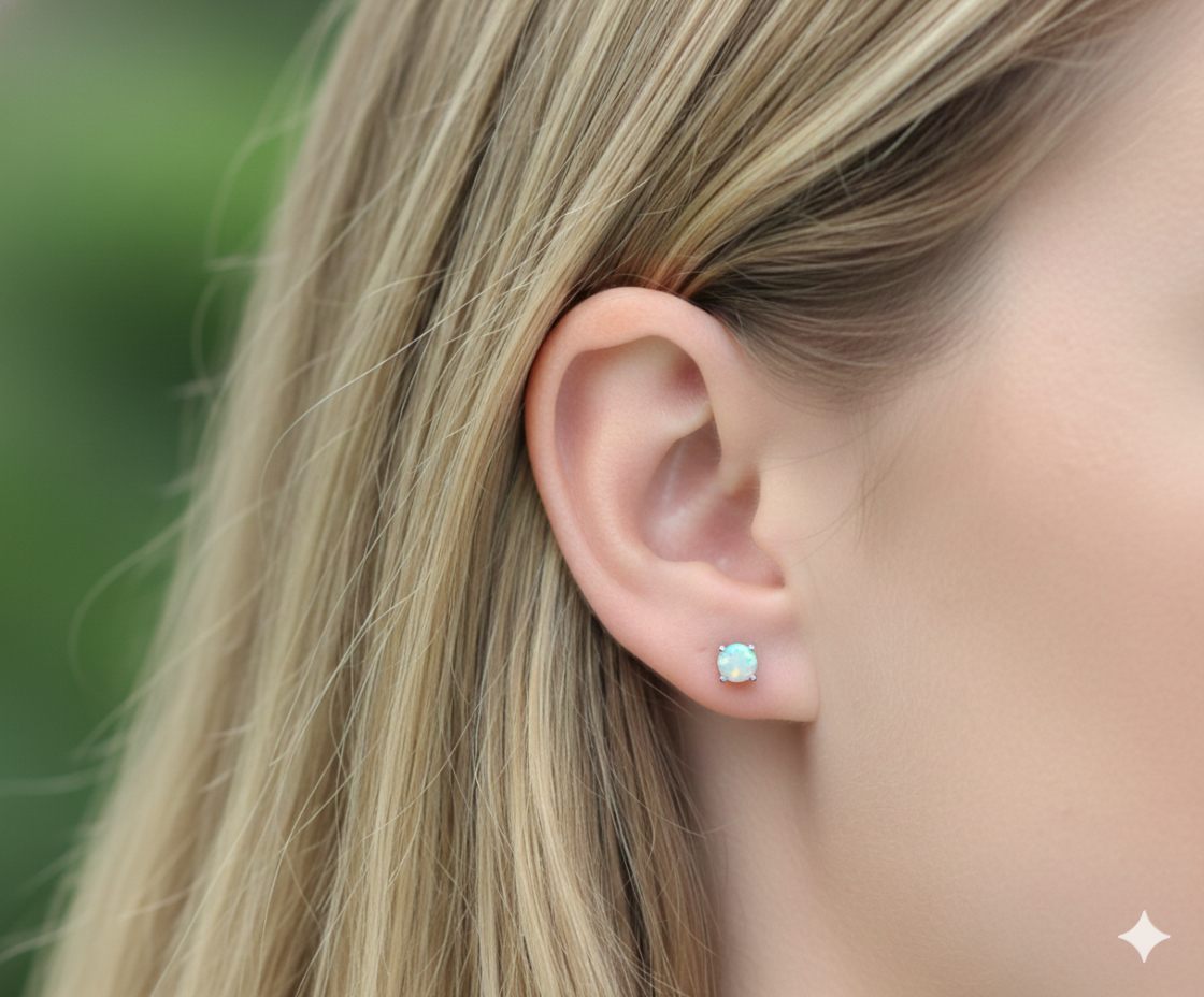 Moonfire Opal 10K Stud Earrings