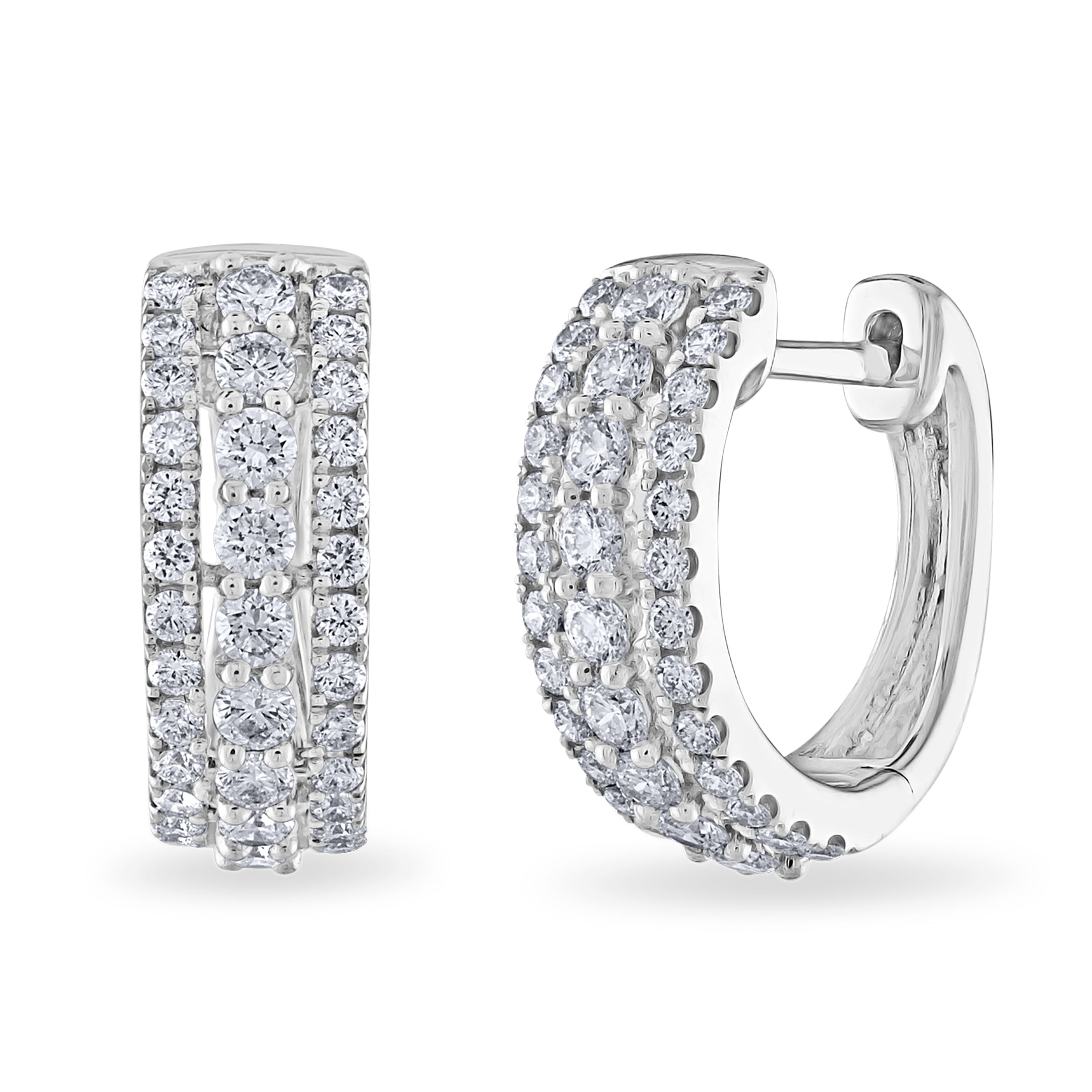 Iced TripleLine Diamond Hoops