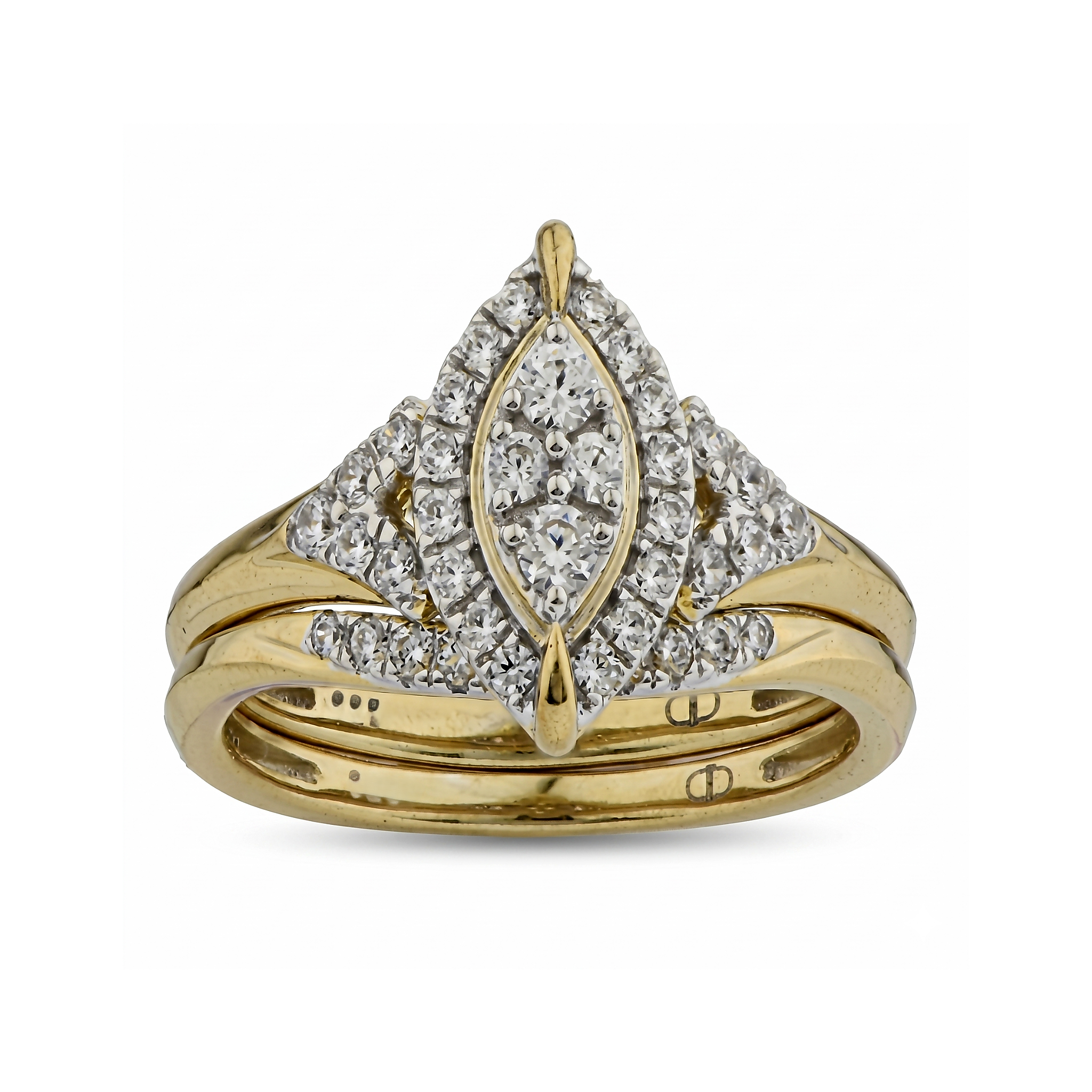 Two Hearts® Marquise Cluster Round Diamond Bridal Set