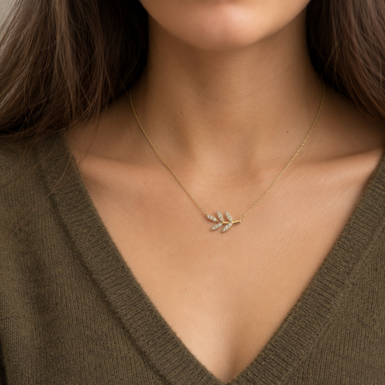 Diamond Olive Branch Pendant