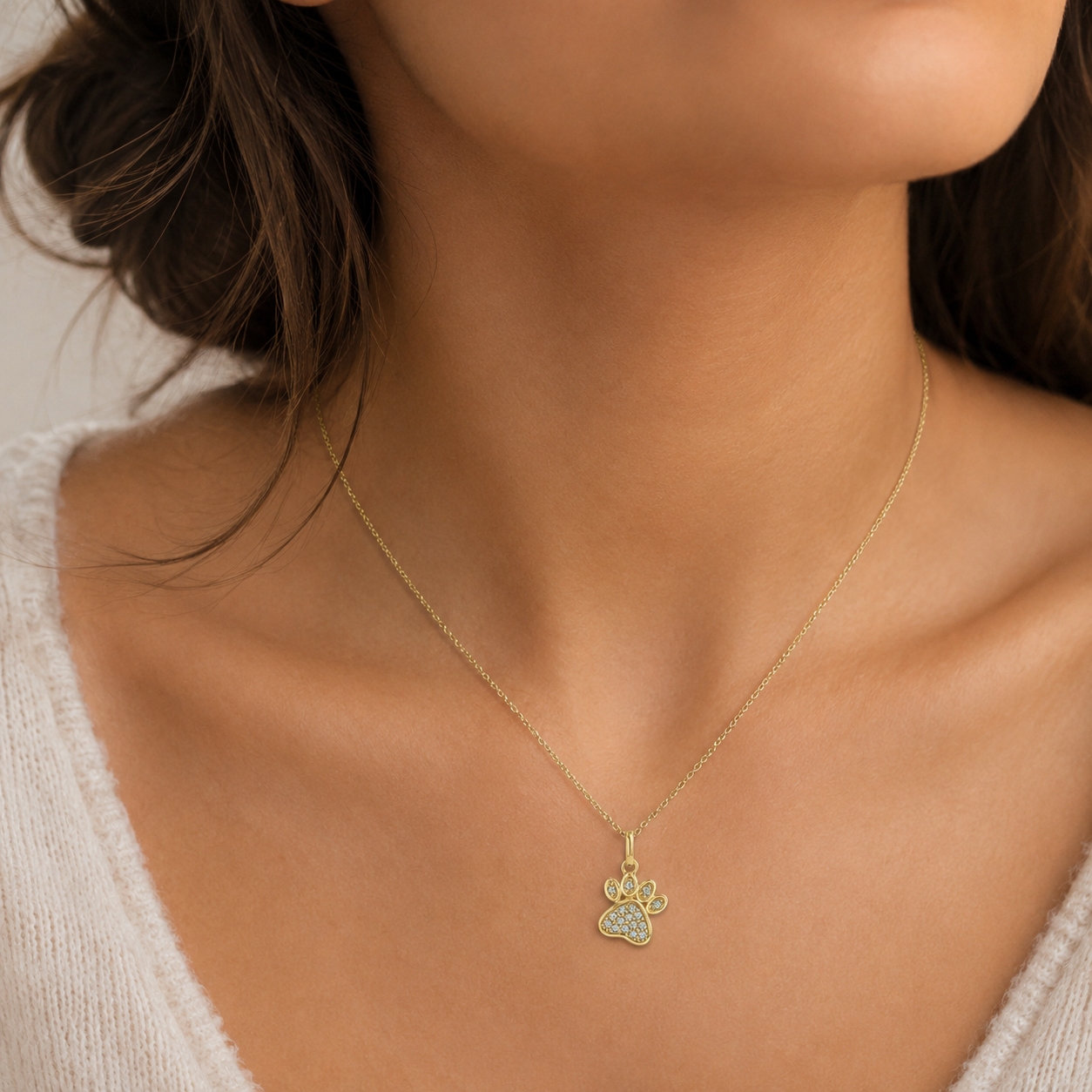 Diamond Golden Paw Pendant