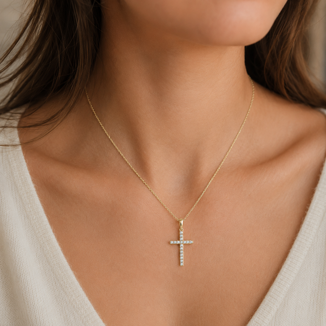 Faithline Diamond Cross Pendant