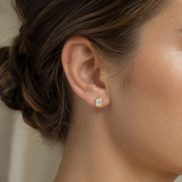 Emerald-Cut Bezel Diamond Stud Earrings