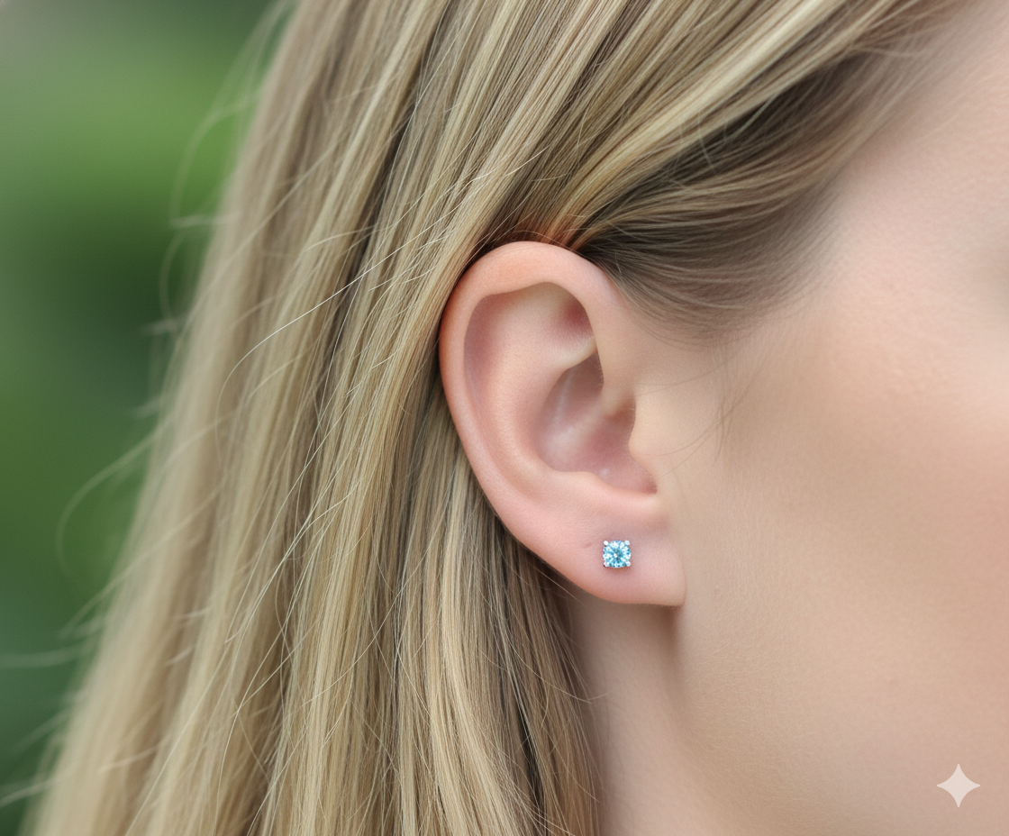 Ocean Whisper Aquamarine Stud Earrings