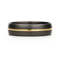 Heavy Stone® Yellow Gold Pinstripe Zirconium Men's Band