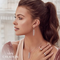 Shy Creation® Diamond Feather Dangle Earrings