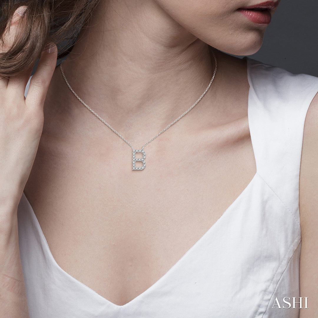 Diamond Initial B Pendant Necklace
