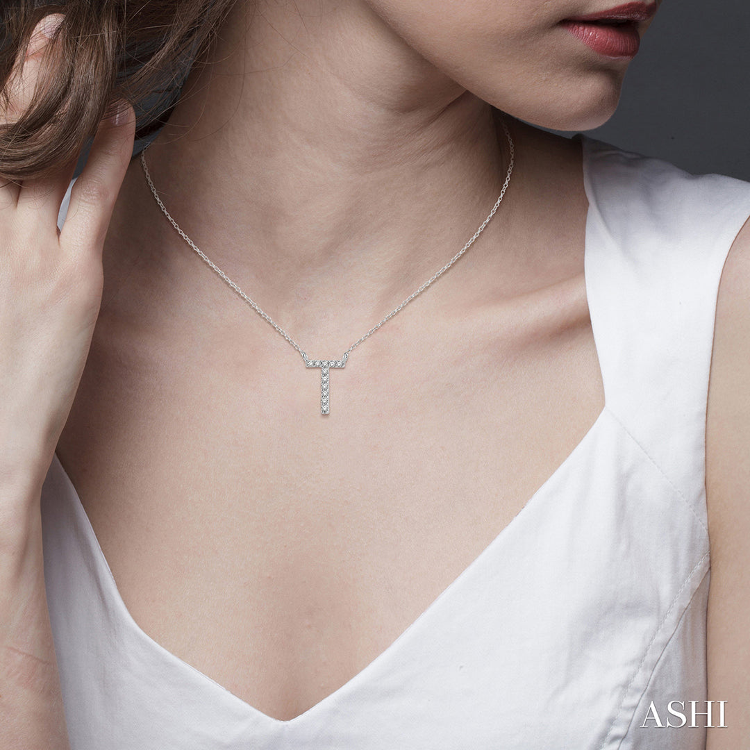 Diamond Initial T Pendant Necklace
