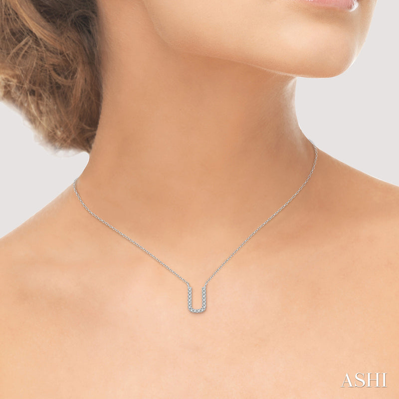 Diamond Initial U Pendant Necklace
