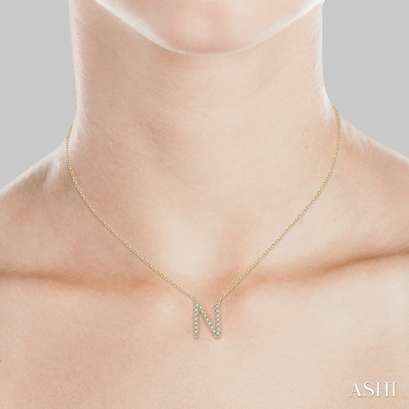 Diamond Initial N Pendant Necklace
