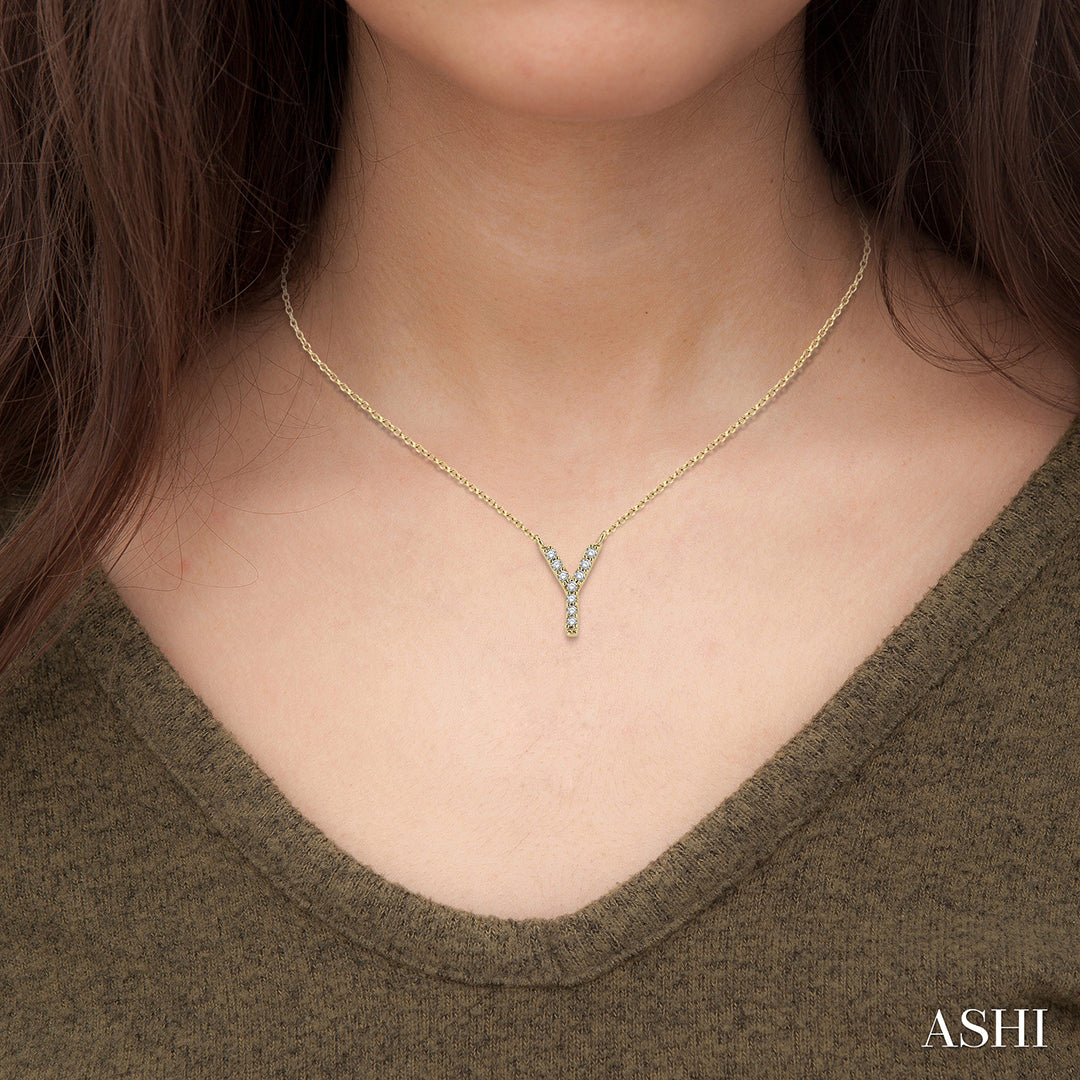 Diamond Initial Y Pendant Necklace