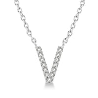 Diamond Initial V Pendant Necklace