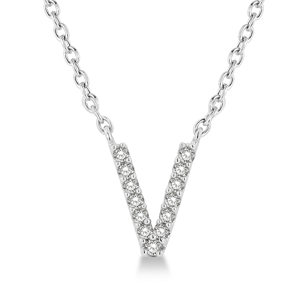 Diamond Initial V Pendant Necklace