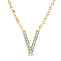 Diamond Initial V Pendant Necklace