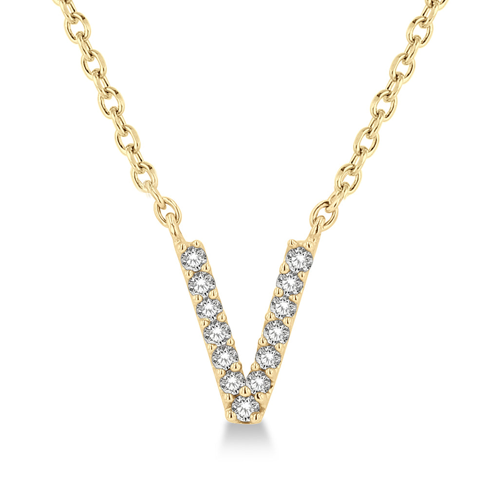 Diamond Initial V Pendant Necklace