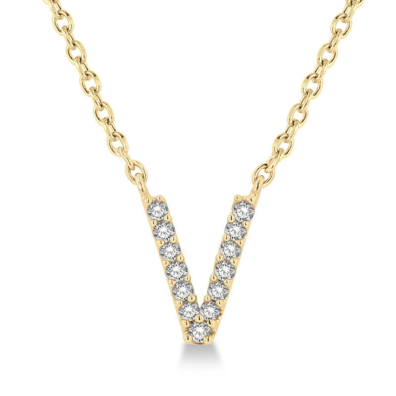 Diamond Initial V Pendant Necklace