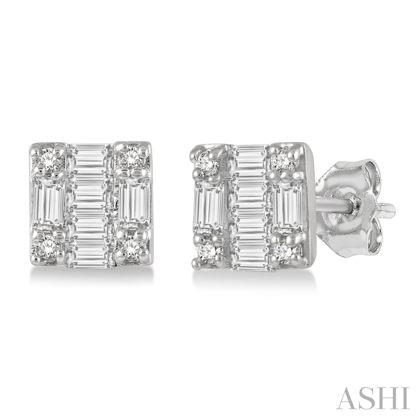 White Gold Cluster Diamond Stud Earrings