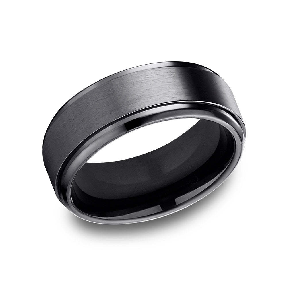 Benchmark® Satin Finish Black Titanium Men's Band