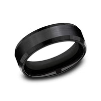 Benchmark® Beveled Edge Black Titanium Men's Band