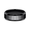 Benchmark® Beveled Edge Black Titanium Men's Band