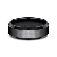 Benchmark® Beveled Edge Black Titanium Men's Band